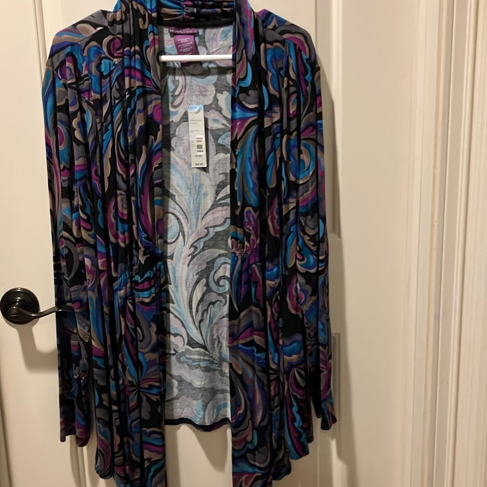 NWT Beverly Drive 16/18W Multi Open Front Cardigan Nice indoor weight